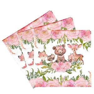 Flower Crown Forest Animals Luncheon Napkins, 20 ct
